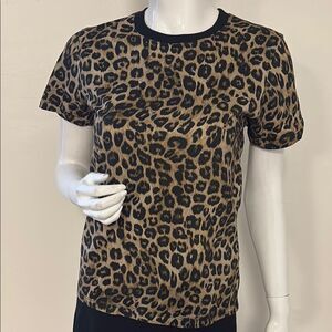 The Kooples Vestiaire Carry Over Leopard Print Short Sleeve Ringer Tee Size 1
